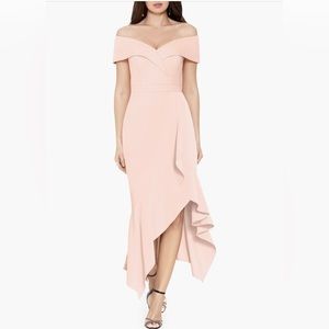 Xscape Off the Shoulder Handkerchief Hem Cocktail Dress